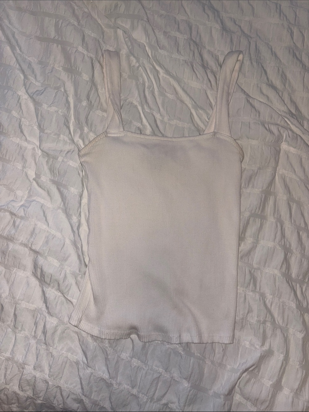 Express White Ribbed Square-Neck Tank